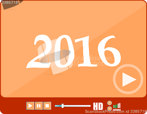 Image of Media player interface, web player isolated on white with a 2016 sign, holiday icon