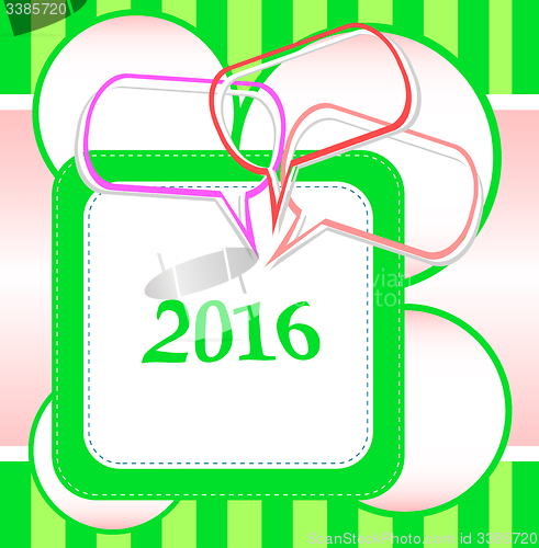 Image of 2016 New Year card design with abstract speech bubbles set