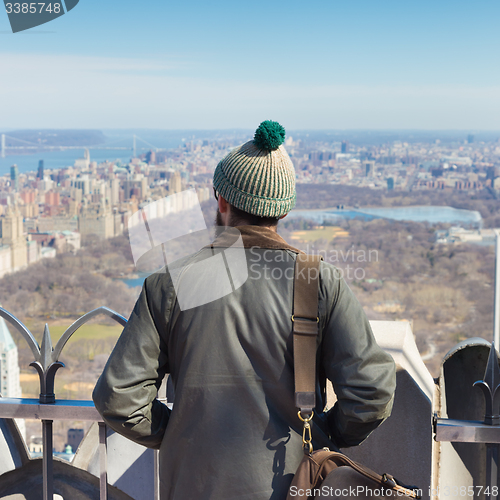 Image of Tourist enjoying in New York City panoramic view.