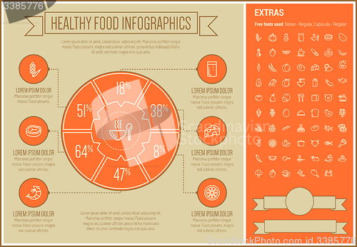 Image of Healthy Food Line Design Infographic Template