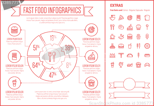 Image of Fast Food Line Design Infographic Template