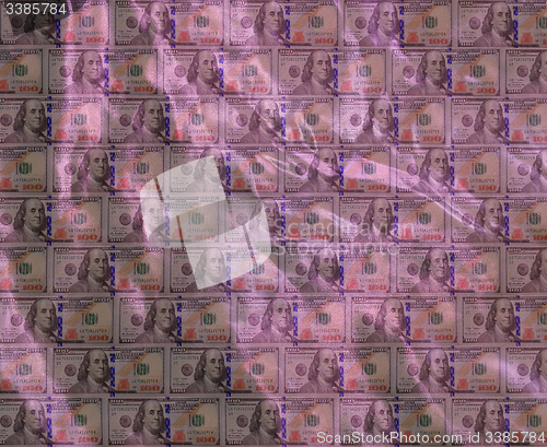 Image of lilac crumpled texture on the dollars background