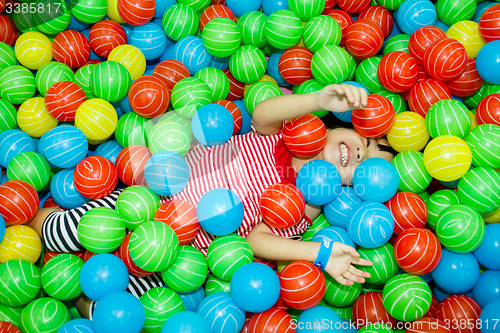 Image of Asian Chinese Girl In Ball Pool