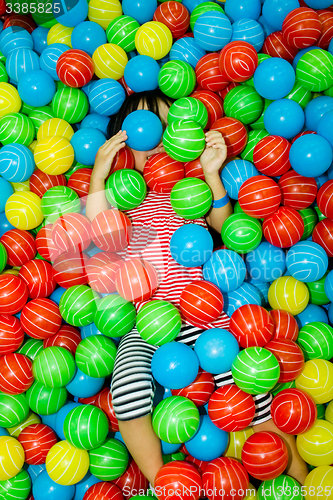 Image of Asian Chinese Girl In Ball Pool