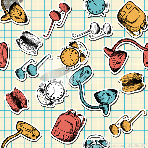 Image of Seamless pattern with education theme