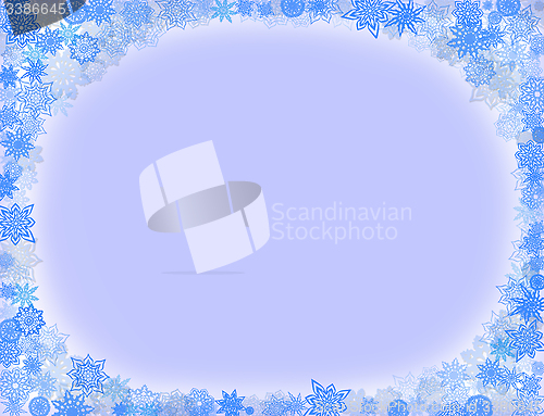 Image of blue pattern frame from snowflakes for holiday 