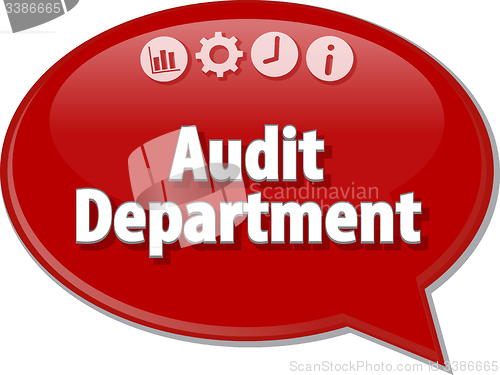 Image of Audit Department Finance Business term speech bubble illustratio