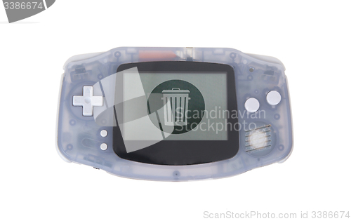 Image of Old dirty portable game console with a small screen