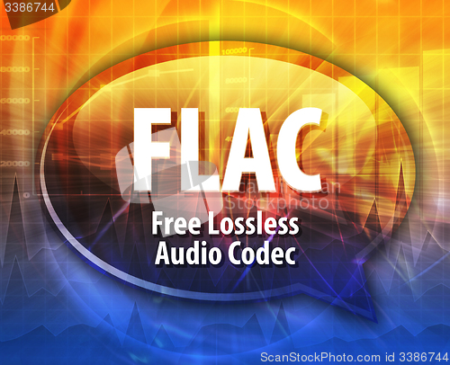 Image of FLAC acronym definition speech bubble illustration