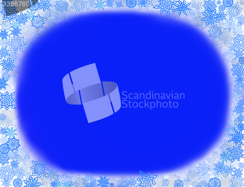 Image of light blue frame from snowflakes for holiday card