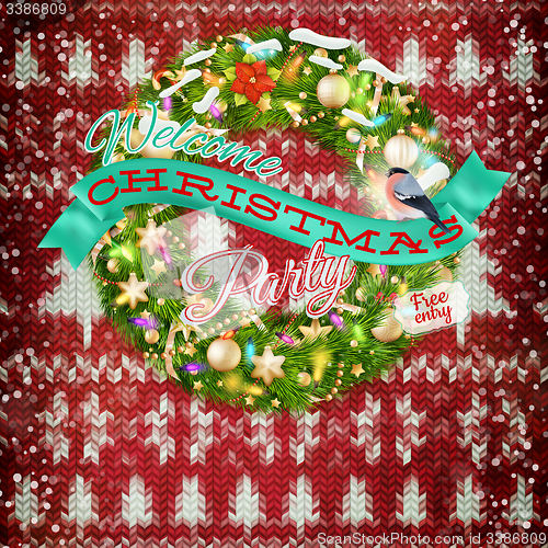 Image of Christmas wreath on red. EPS 10