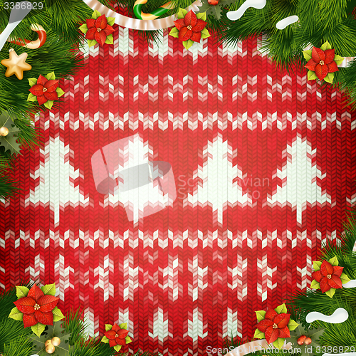 Image of Christmas wreath on red. EPS 10