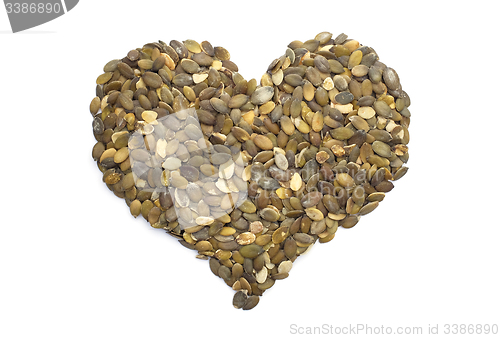 Image of Pumpkin seeds in a heart shape