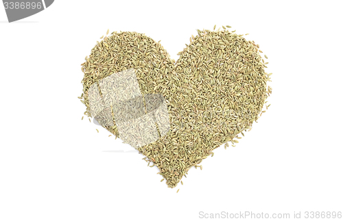 Image of Fennel seeds in a heart shape