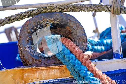 Image of Mooring line of a trawler