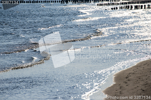 Image of Baltic Sea in Poland, beach of Ustka during sunrise