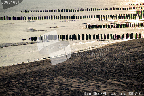 Image of Baltic Sea in Poland, beach of Ustka during sunrise