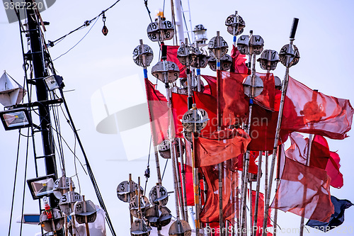 Image of Surface marker buoys of a fishing cutter