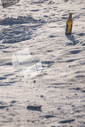 Image of beer bottle on a beach
