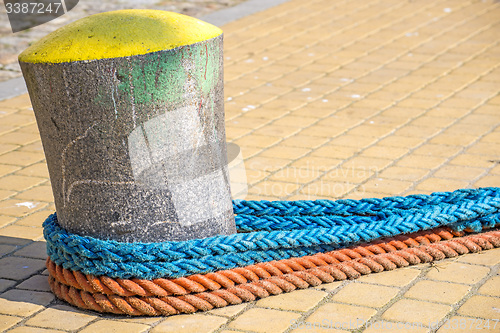 Image of Bollard with mooring lines 