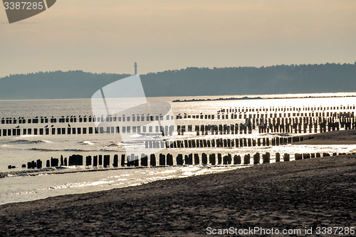 Image of Baltic Sea in Poland, beach of Ustka during sunrise