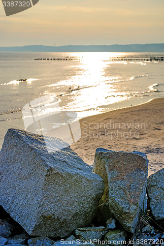 Image of Baltic Sea in Poland, beach of Ustka during sunrise