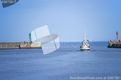 Image of Ustka, Poland entrance of seaport 