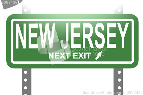 Image of New Jersey green sign board isolated