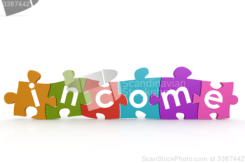 Image of Colorful puzzle with income word