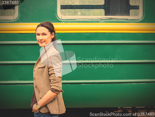 Image of travel portrait of a pretty woman