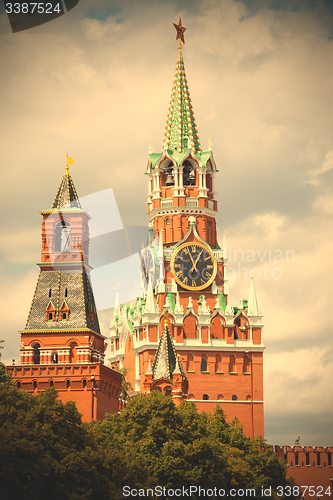 Image of ancient Kremlin towers, Moscow, Russia