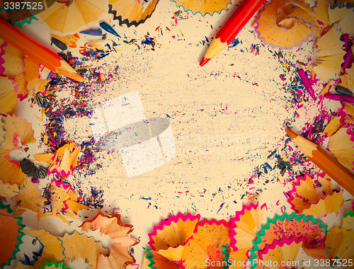 Image of multicolored pencil shavings