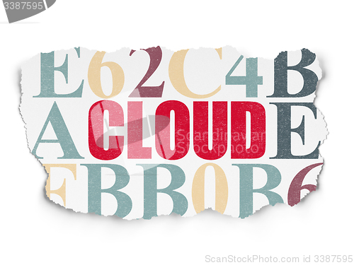 Image of Cloud technology concept: Cloud on Torn Paper background