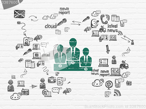Image of News concept: Business Team on wall background