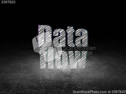 Image of Data concept: Data Flow in grunge dark room