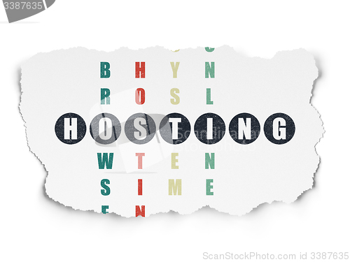 Image of Web design concept: word Hosting in solving Crossword Puzzle