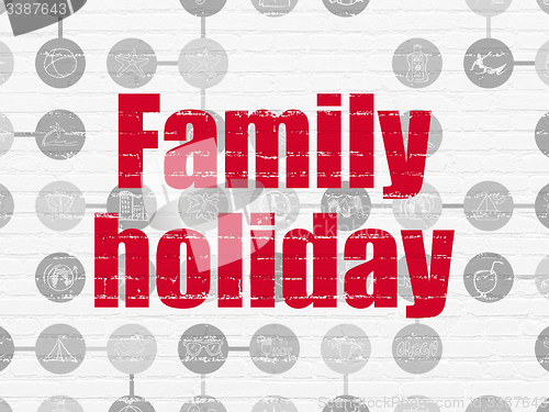 Image of Vacation concept: Family Holiday on wall background