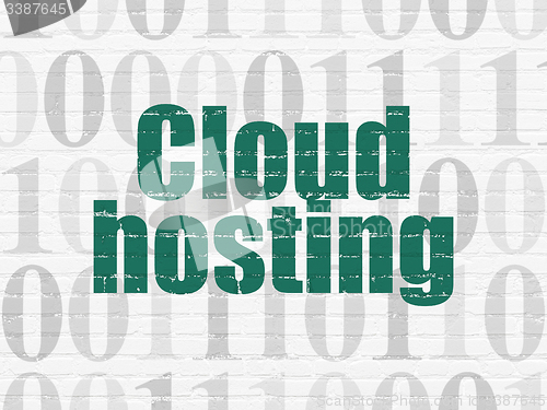 Image of Cloud networking concept: Cloud Hosting on wall background