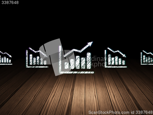 Image of Business concept: growth graph icon in grunge dark room