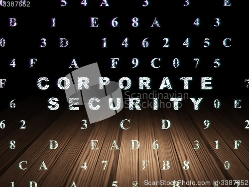 Image of Privacy concept: Corporate Security in grunge dark room