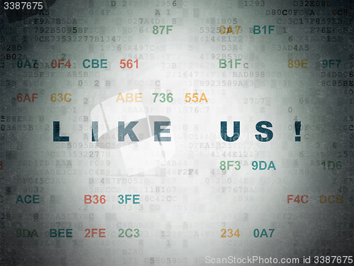 Image of Social media concept: Like us! on Digital Paper background