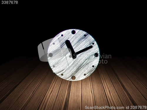 Image of Time concept: Clock in grunge dark room