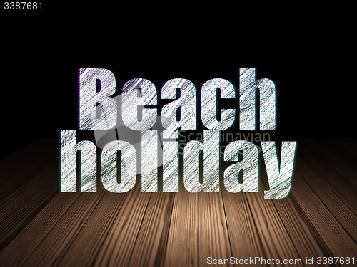 Image of Vacation concept: Beach Holiday in grunge dark room