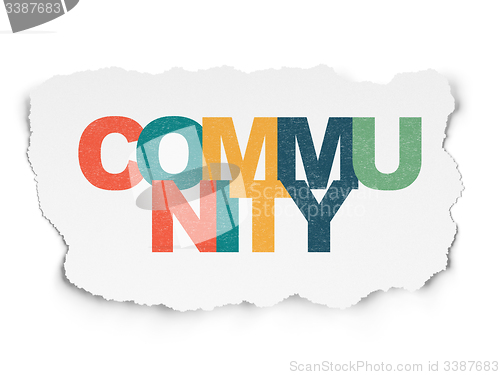 Image of Social media concept: Community on Torn Paper background