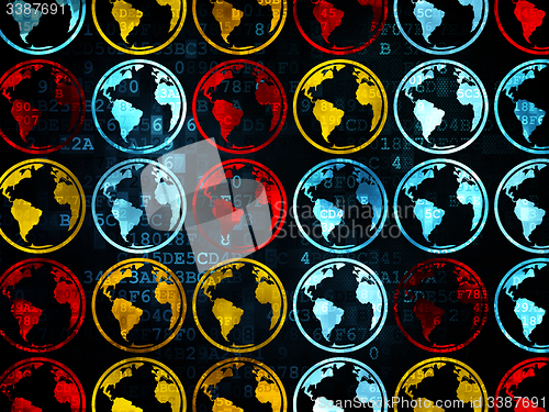 Image of Science concept: Globe icons on Digital background