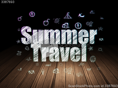 Image of Travel concept: Summer Travel in grunge dark room