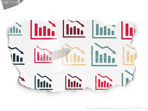 Image of News concept: Decline Graph icons on Torn Paper background