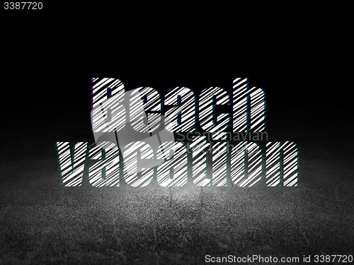 Image of Vacation concept: Beach Vacation in grunge dark room