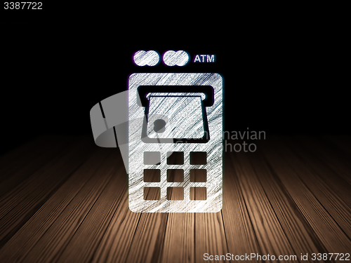 Image of Money concept: ATM Machine in grunge dark room