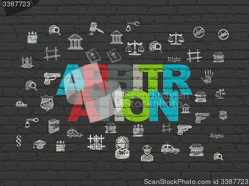 Image of Law concept: Arbitration on wall background